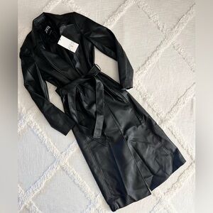 Zara Sleek Black Leather Coat